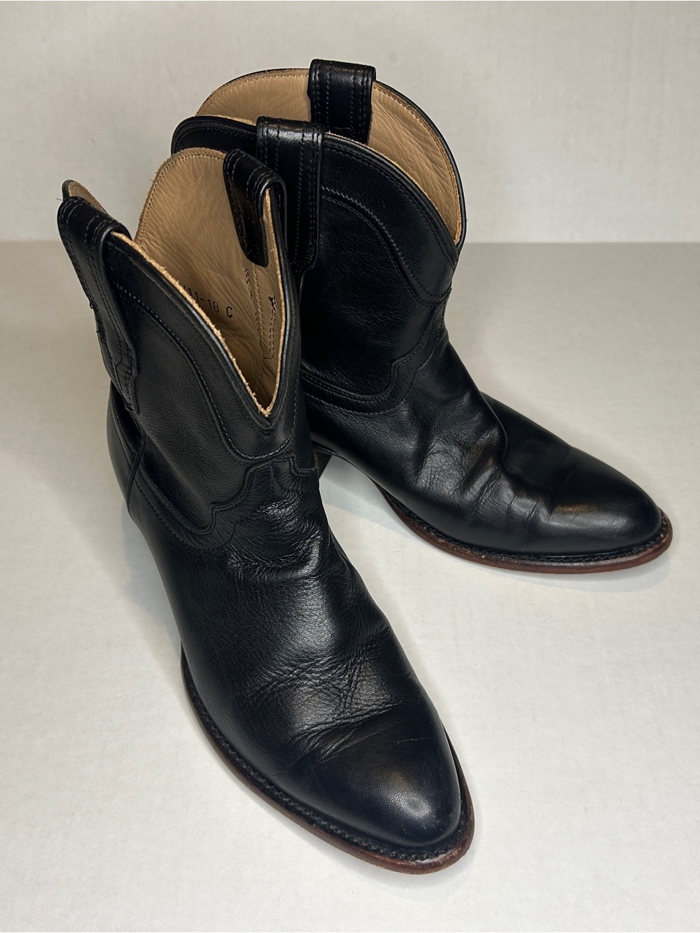 Tecovas Size 8.5B Black Women's Cowboy Ankle Boot with Brown Leather Sole - Picture 2 of 12